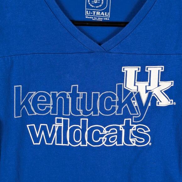 Kentucky Wildcats U-Trau Women’s M Blue V-Neck T-Shirt UK College NCAA Made USA - Picture 2 of 6